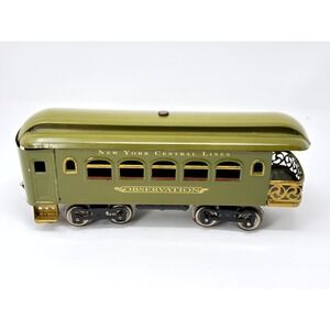 Lionel No 36 New York Central Lines Observation Car Olive Green O Gauge Vintage